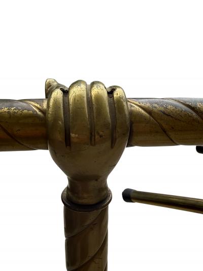 EXCEPTIONAL 1920s BRASS CLOTHING RACK WITH HAND DESIGN 26 FANCY BRASS HANGERS