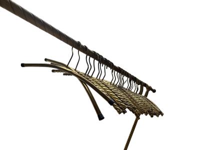 EXCEPTIONAL 1920s BRASS CLOTHING RACK WITH HAND DESIGN 26 FANCY BRASS HANGERS