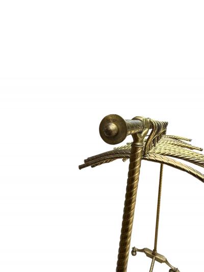 EXCEPTIONAL 1920s BRASS CLOTHING RACK WITH HAND DESIGN 26 FANCY BRASS HANGERS