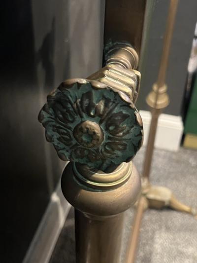 EXCEPTIONAL ANTIQUE BRASS DRESSING MIRROR WITH HAND ACCENTS