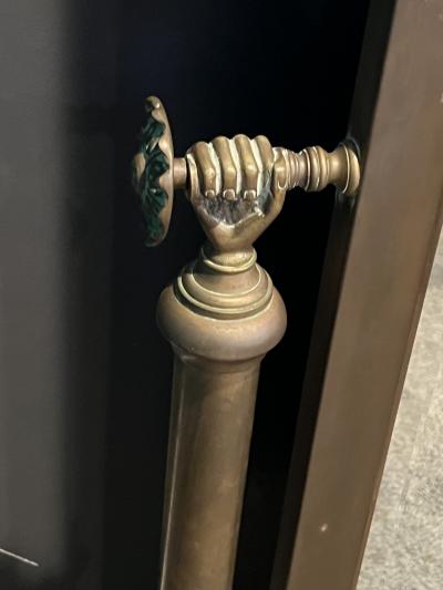 EXCEPTIONAL ANTIQUE BRASS DRESSING MIRROR WITH HAND ACCENTS