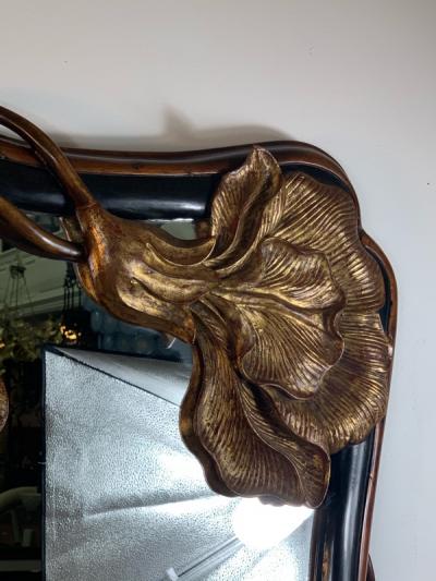 EXCEPTIONAL ART NOUVEAU CARVED AND GILT FLOWER MIRROR