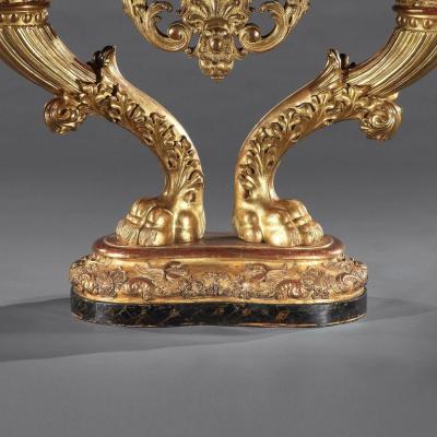 EXCEPTIONAL EARLY 19TH CENTURY SERPENTINE MARBLE GILTWOOD CONSOLE TABLE