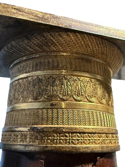 EXCEPTIONAL FRENCH DORE BRONZE CAPPED COLUMNS BURLWOOD EMPIRE MIRROR