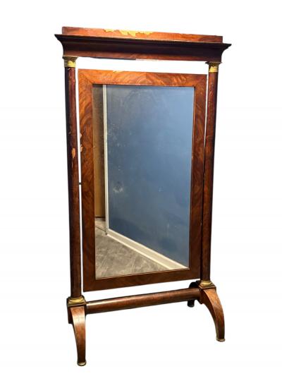 EXCEPTIONAL FRENCH DORE BRONZE CAPPED COLUMNS BURLWOOD EMPIRE MIRROR