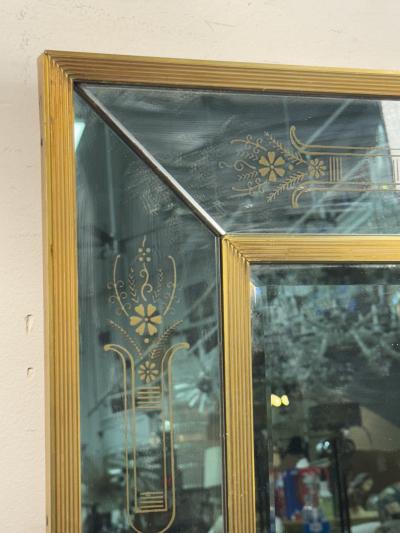 EXCEPTIONAL FRENCH MODERNE BRASS MIRROR WITH GOLD DESIGN
