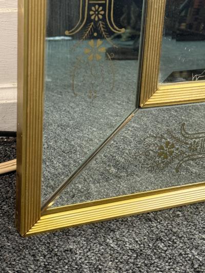 EXCEPTIONAL FRENCH MODERNE BRASS MIRROR WITH GOLD DESIGN