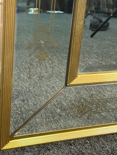 EXCEPTIONAL FRENCH MODERNE BRASS MIRROR WITH GOLD DESIGN