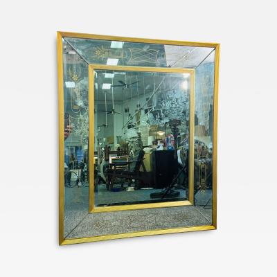 EXCEPTIONAL FRENCH MODERNE BRASS MIRROR WITH GOLD DESIGN