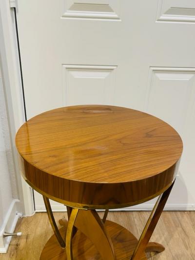 EXCEPTIONAL ITALIAN MID CENTURY LACQUERED WOOD AND BRASS TABLE