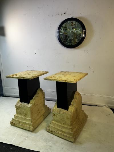 EXCEPTIONAL ITALIAN POST MODERN NATURAL STONE DESIGN STANDS