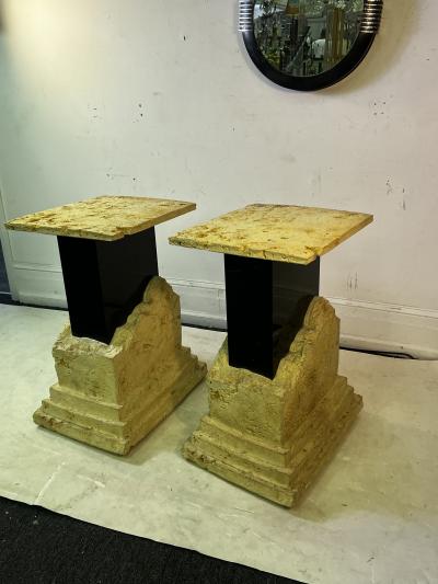 EXCEPTIONAL ITALIAN POST MODERN NATURAL STONE DESIGN STANDS