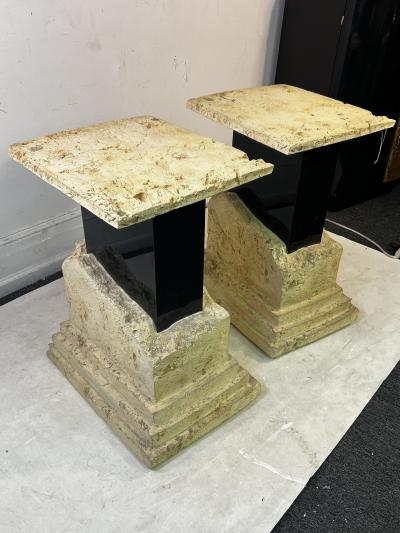EXCEPTIONAL ITALIAN POST MODERN NATURAL STONE DESIGN STANDS