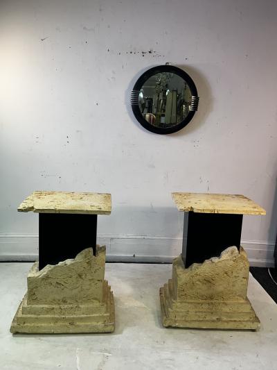 EXCEPTIONAL ITALIAN POST MODERN NATURAL STONE DESIGN STANDS