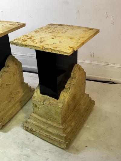 EXCEPTIONAL ITALIAN POST MODERN NATURAL STONE DESIGN STANDS