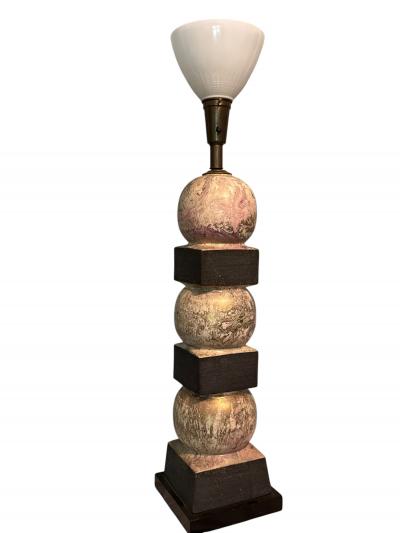 EXCEPTIONAL MID CENTURY STACKED BALL SQUARES POTTERY LAMP
