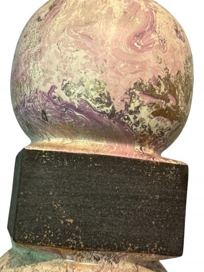 EXCEPTIONAL MID CENTURY STACKED BALL SQUARES POTTERY LAMP