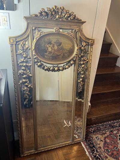 EXCEPTIONAL ORNATE HAND PAINTED TRUMDEAU MIRROR