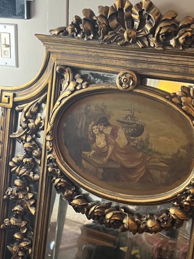 EXCEPTIONAL ORNATE HAND PAINTED TRUMDEAU MIRROR