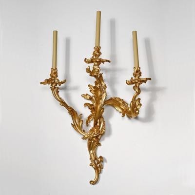 EXCEPTIONAL PAIR OF LARGE 19TH CENTURY FRENCH THREE BRANCH