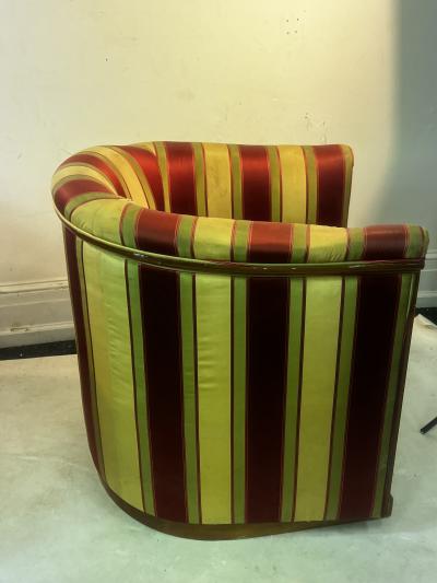 EXCEPTIONAL PAIR OF MAHOGANY FRAMED ART DECO SWIVEL CLUB CHAIRS