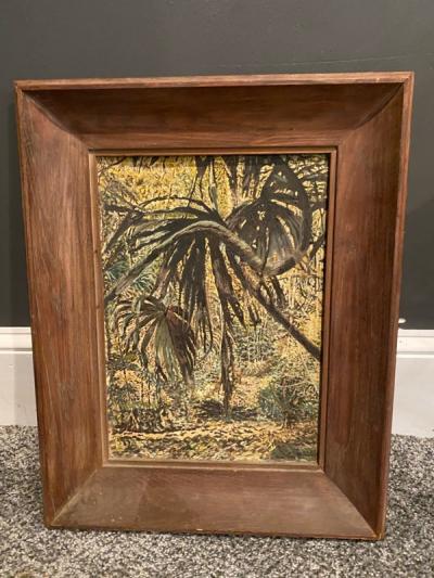 EXCEPTIONAL PAIR OF MID CENTURY RAIN FOREST PAINTINGS 1958