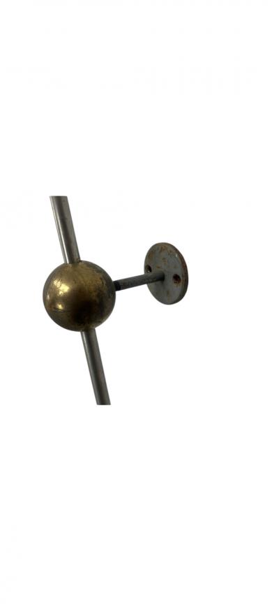EXCEPTIONAL PAIR OF MONUMENTAL MODERNIST STEEL ROD BRASS BALL WALL SCULPTURES