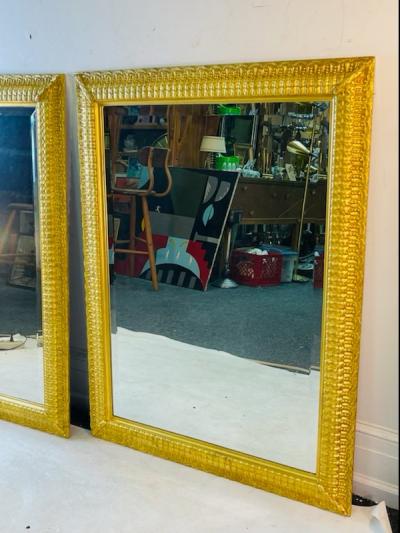 EXCEPTIONAL PAIR OF RENAISSANCE STYLE GOLD LEAF CARVED WOOD MIRRORS
