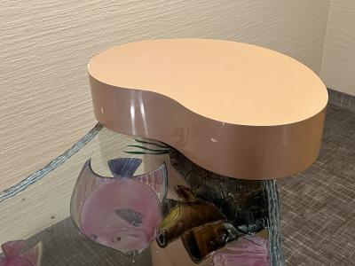 EXCEPTIONAL POST MODERN COLORFUL CARVED SEA LIFE GLASS CONSOLE