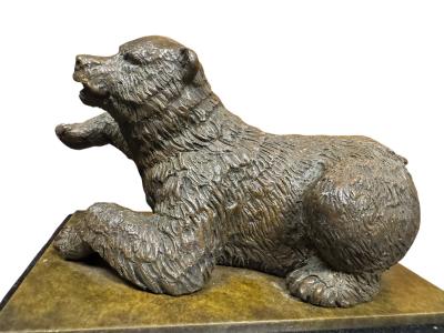 EXCEPTIONAL REALISTIC BRONZE BEAR BOOKENDS ON BLACK MARBLE BY N LIEBERICH