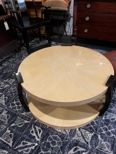 EXCEPTIONAL ROUND DOUBLE TIER ART DECO REVIVAL TABLE