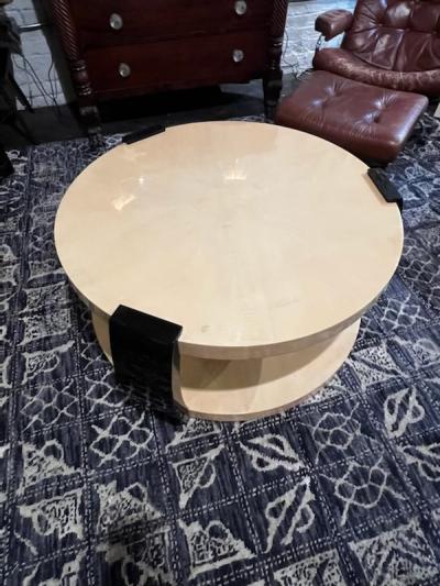 EXCEPTIONAL ROUND DOUBLE TIER ART DECO REVIVAL TABLE