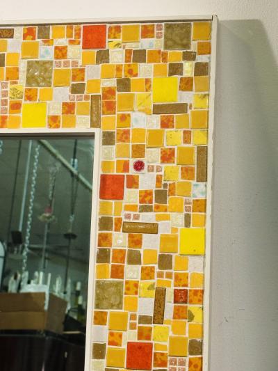 EXCEPTIONAL SIGNED MID CENTURY COLORFUL MOSAIC CERAMIC TILE MIRROR
