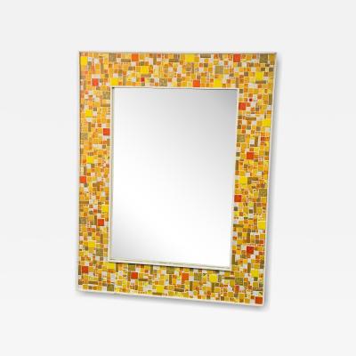 EXCEPTIONAL SIGNED MID CENTURY COLORFUL MOSAIC CERAMIC TILE MIRROR