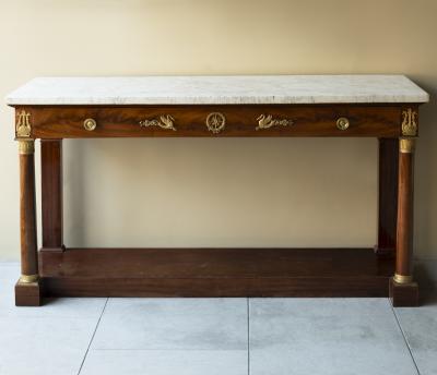 EXCEPTIONALLY WIDE FRENCH EMPIRE PERIOD CONSOLE TABLE