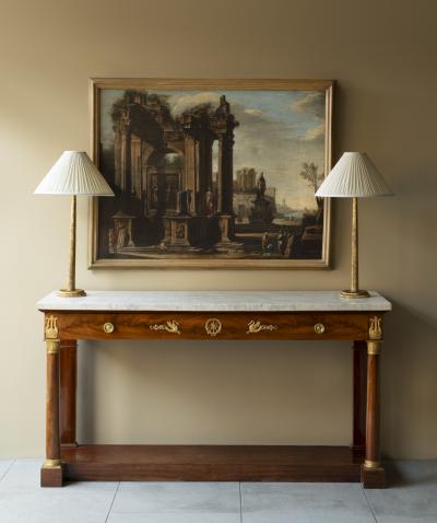 EXCEPTIONALLY WIDE FRENCH EMPIRE PERIOD CONSOLE TABLE