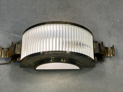 EXQUISITE ART DECO REVIVAL SOLID BRASS AND CLEAR GLASS ROD SCONCES