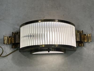 EXQUISITE ART DECO REVIVAL SOLID BRASS AND CLEAR GLASS ROD SCONCES