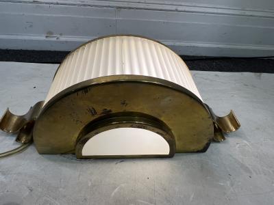 EXQUISITE SOLID BRASS AND FROSTED GLASS ROD ART DECO REVIVAL SCONCES