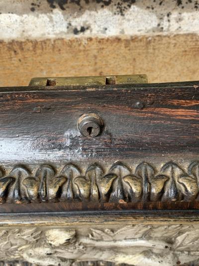 EXTREMELY RARE PAIR OF REGENCY CAST IRON SARCOPHAGUS SHAPED STRONG BOXES