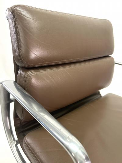 Eames for Herman Miller Aluminum Group Soft Pad Chair in Brown Leather