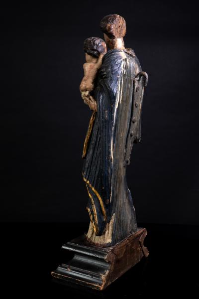 Early 18th C southern France Madonna and Child Carved and Polychrome Wood