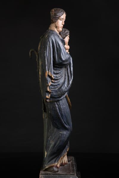 Early 18th C southern France Madonna and Child Carved and Polychrome Wood