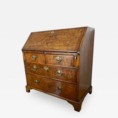 Early 18th Century English Walnut Veneered Stepped Interior Georgian Bureau Desk