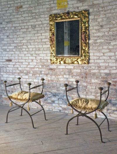 Early 18th Century Spanish Baroque Gilt Wood and Polychrome Mirror