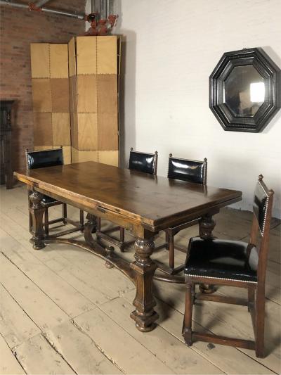 Early 18th Century Swiss Italian Baroque Walnut Extension Dining Table