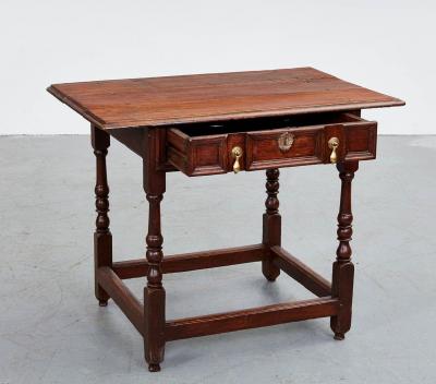 Early 18th c English Oak Single Drawer Table