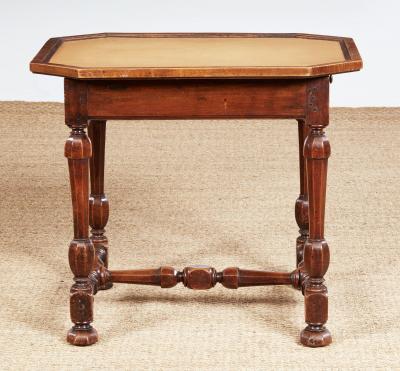 Early 18th c Italian Baroque Walnut Octagonal Table