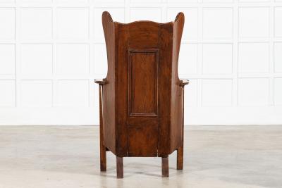 Early 18thC Oak Pine Carved Lambing Chair