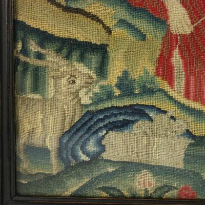 Early 18thC Petit Point Embroidery of a Lady